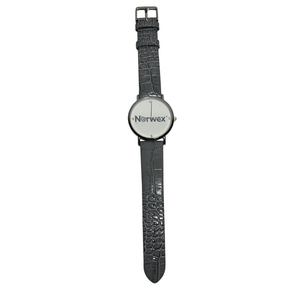 Norwex Watch With Alligator Pattern Strap & Silver Case Unisex